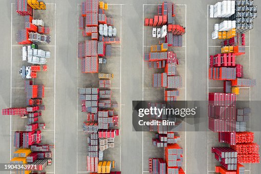 Large Group of Construction Materials, Aerial View Large Group of Construction Materials, Aerial View