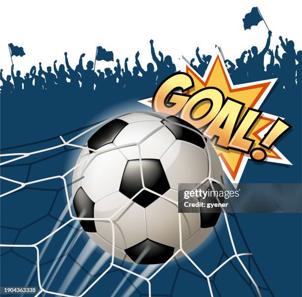 erstes ziel des jahres - fußball netz stock-grafiken, -clipart, -cartoons und -symbole