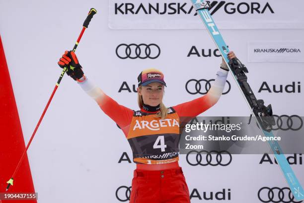 Lara Gut-behrami of Team Switzerland takes 2nd place during the Audi FIS Alpine Ski World Cup Women's Giant Slalom on January 6, 2024 in Kranjska...