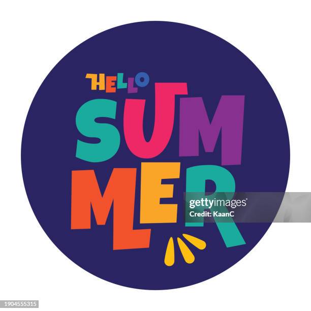 abstract lettering composition of hello summer stock illustration. summer. banner template vector illustration - hello summer stock illustrations