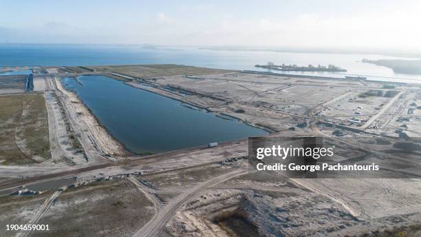 aerial photo of the reclaimed land in the netherlands - reclaimed stock pictures, royalty-free photos & images