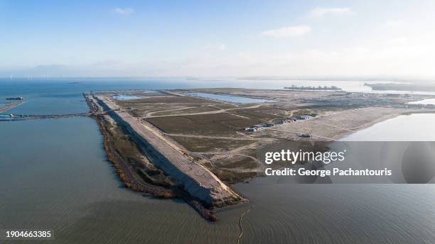 aerial photo of the reclaimed land on amsterdam, ijburg - reclaimed stock pictures, royalty-free photos & images