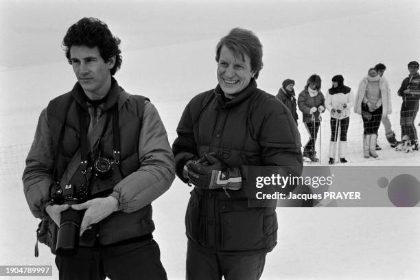 Les acteurs Michael Ontkean et André Dussolier en plateau lors de la réalisation du long métrage "I Won't Dance" du réalisateur Edouard Molinaro.