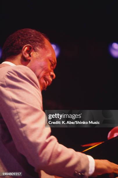 Hank Jones plays the piano at the Live Under The Sky, Denen Colleseum, Tokyo, Japan, 30th July 1978.