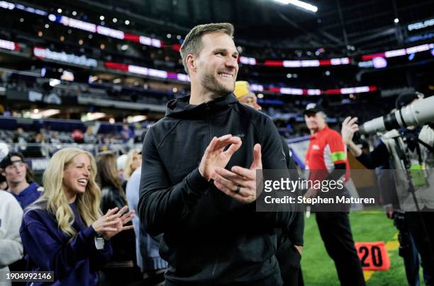 Kirk Cousins of the Minnesota Vikings looks on from the sidelines before the game against the Green Bay Packers at U.S. Bank Stadium on December 31,...