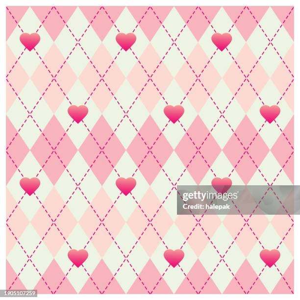 heart plaid seamless pattern - plaid scarf stock illustrations
