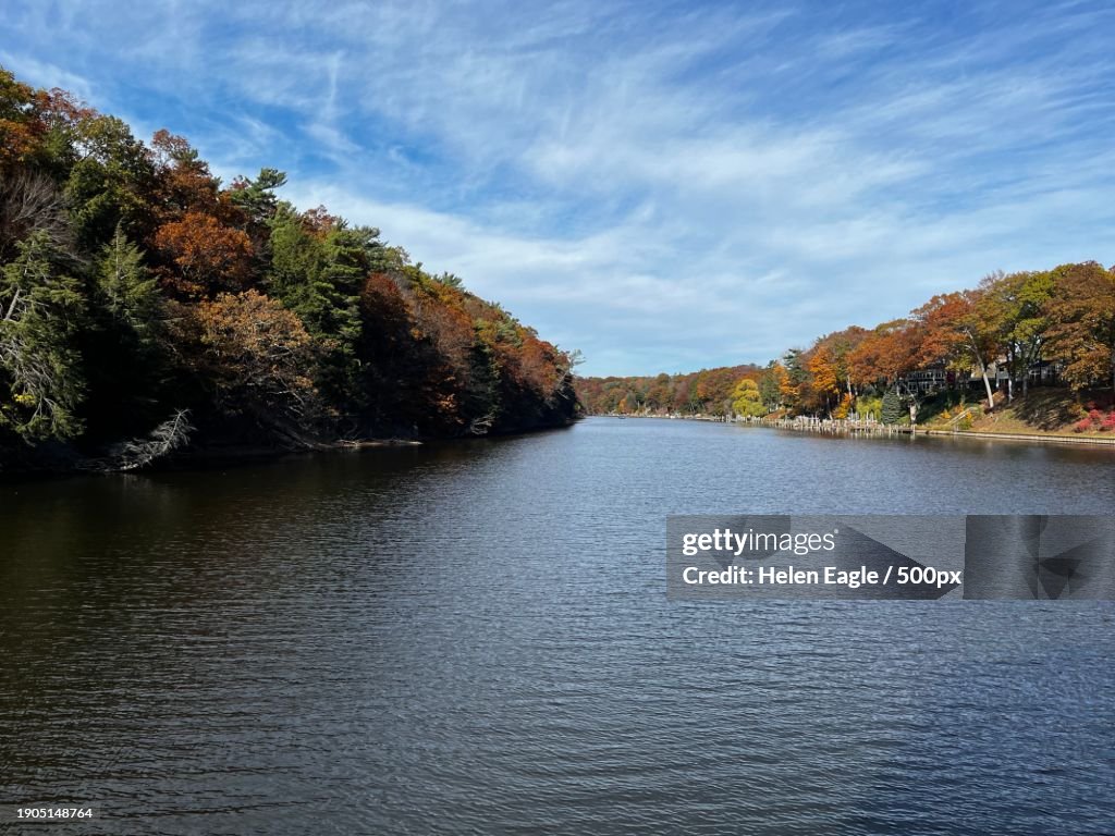 Scenic view of lake against sky during autumn,Saugatuck,Michigan,United States,USA