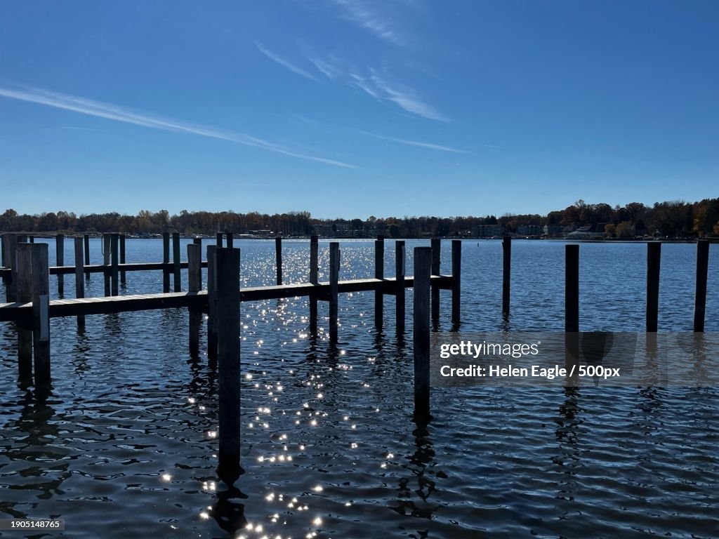 Scenic view of sea against blue sky,Saugatuck,Michigan,United States,USA