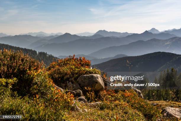 scenic view of mountains against sky - andy dauer stockfoto's en -beelden