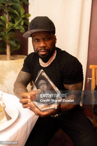 Cent attends birthday dinner for Cuba Gooding Jr. Hosted by 50 Cent at Sopra Miami on December 31, 2023 in Miami Beach, Florida.
