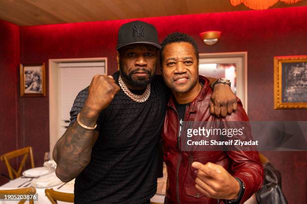 Cent and Cuba Gooding Jr. Attend birthday dinner for Cuba Gooding Jr. Hosted by 50 Cent at Sopra Miami on December 31, 2023 in Miami Beach, Florida.