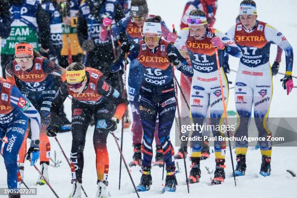 Delphine Claudel of Team France in action during the FIS Cross Country World Cup Men's and Women's 15 km Classic Mass Start on January 6, 2024 in Val...