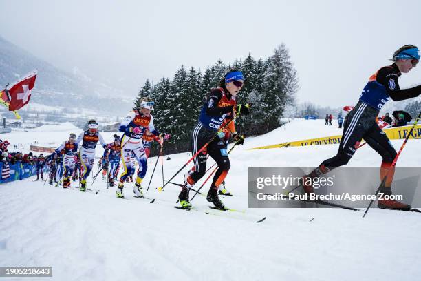 General View during the FIS Cross Country World Cup Men's and Women's 15 km Classic Mass Start on January 6, 2024 in Val Di Fiemme, Italy.