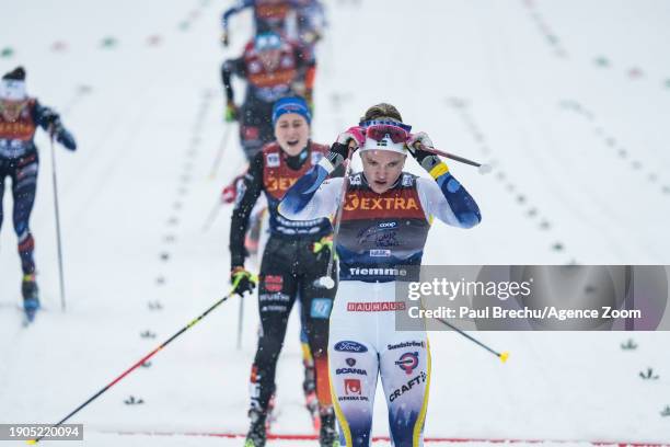 Katharina Hennig of Team Germany in action, Delphine Claudel of Team France in action, Linn Svahn of Team Sweden in action during the FIS Cross...