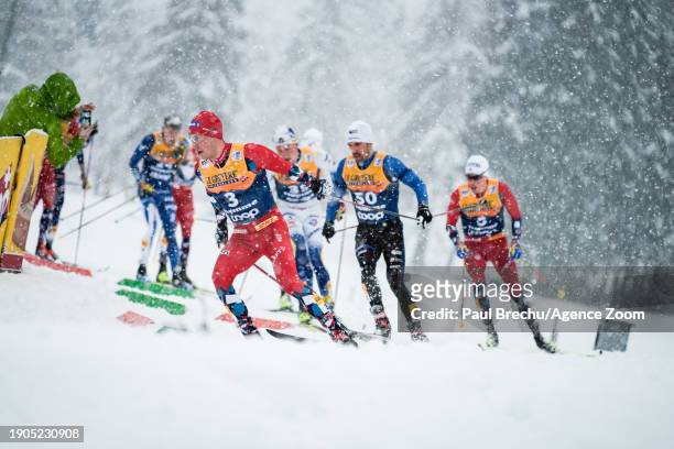 Cyril Faehndrich in action, Imanol Rojo of Team Spain in action during the FIS Cross Country World Cup Men's and Women's 15 km Classic Mass Start on...