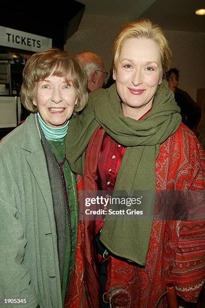 Actresses Betsy Blair and Meryl Streep attend a tribute and special screening of the late director Karel Reisz's first feature film, "Saturday Night...