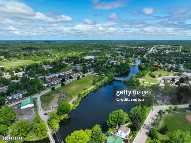 aerial view gananoque on saint lawrence river in the thousand islands - ontario canada stock pictures, royalty-free photos & images