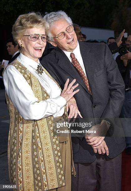 Actress Diana Douglas and husband, Webster, attend the special screening of MGM's, "It Runs in the Family" at Mann Bruin Theatre April 7, 2003 in...