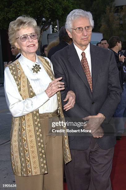Actress Diana Douglas and husband, Webster, attend the special screening of MGM's, "It Runs in the Family" at Mann Bruin Theatre April 7, 2003 in...
