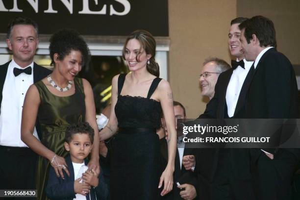 British director Michael Winterbottom, French journalist and writer Mariane Pearl and her son Adam, US actress Angelina Jolie, actor and producer...