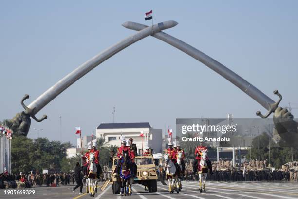 View from the military parade held on the occasion of the 103rd anniversary of the establishment of the Iraqi Army at the Celebrations Park in the...