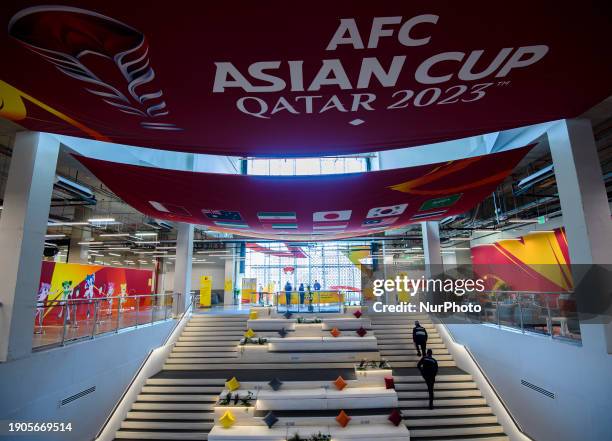 An interior view of the main media center for the AFC Asian Cup Qatar 2023 is being shown at Msheireb Downtown in Doha, Qatar, on January 6, 2024....