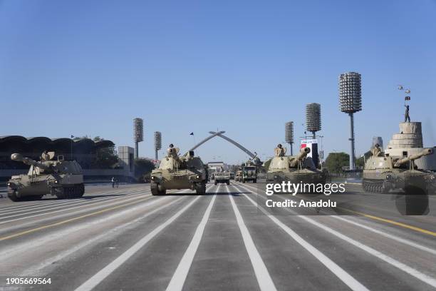 View from the military parade held on the occasion of the 103rd anniversary of the establishment of the Iraqi Army at the Celebrations Park in the...