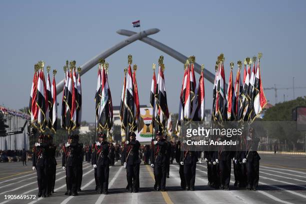 View from the military parade held on the occasion of the 103rd anniversary of the establishment of the Iraqi Army at the Celebrations Park in the...