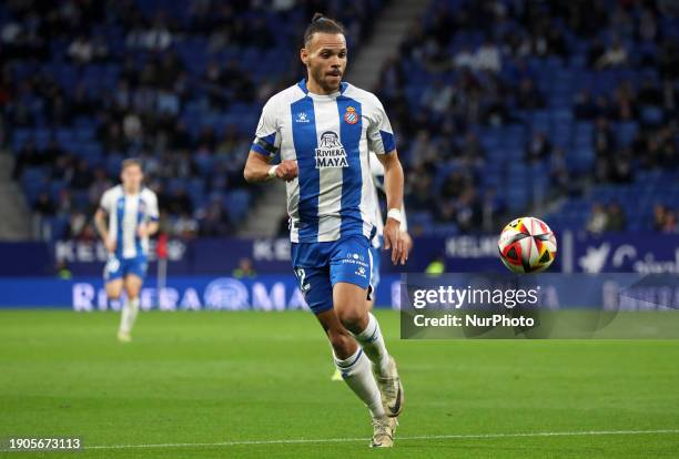 Martin Braithwaite is playing in the match between RCD Espanyol and Getafe CF, corresponding to the 1/16 final of the King Cup, at the Stage Front...