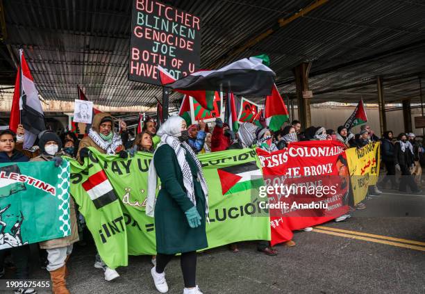 Community organization united for Palestine, Within Our Lifetime organizes its latest rally, Flood The Bronx For Gaza in 'Little Yemen', The Bronx,...