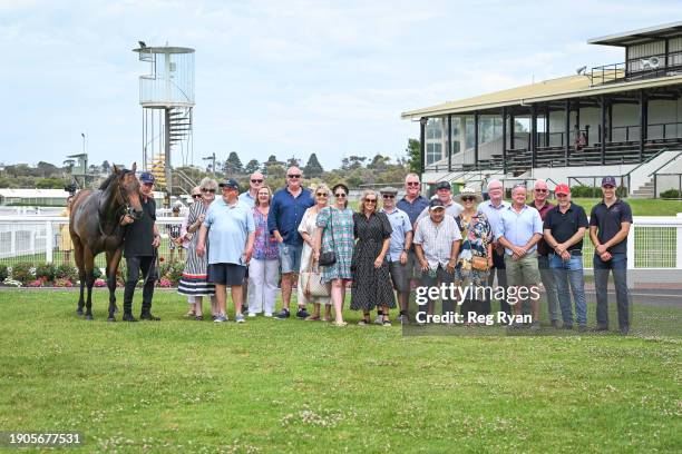 Connections of Crackle 'N' Burn after winning the South West Tools & Industrial Maiden Plate at Warrnambool Racecourse on January 07, 2024 in...