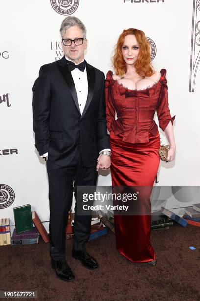 George Bianchini and Christina Hendricks at The Art of Elysium's 2024 Heaven Gala held at The Wiltern on January 6, 2024 in Los Angeles, California.