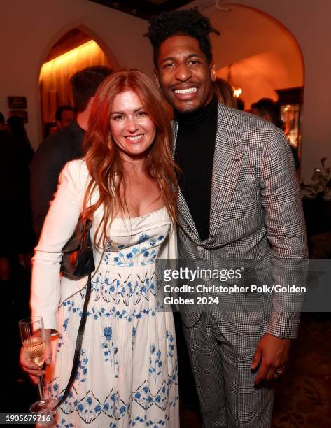 Isla Fisher and Jon Batiste at The Golden Eve Party held at Chateau Marmont on January 6, 2024 in Los Angeles, California.