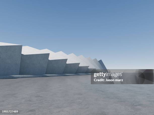3d outdoor plaza building - zementboden stock-fotos und bilder