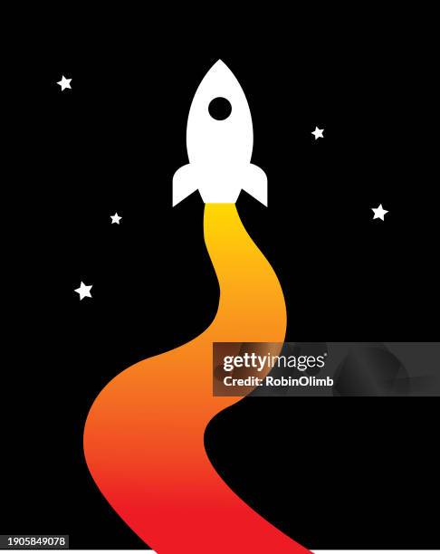 ilustraciones, imágenes clip art, dibujos animados e iconos de stock de rocket blasting de - lanzamiento publicitario