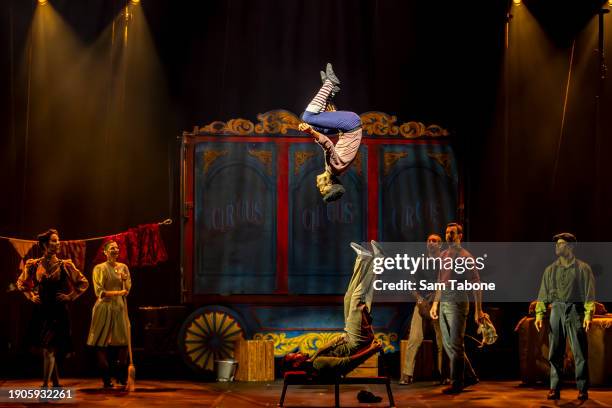 The Daring Desafios during a media preview of "Circus 1903" at Arts Centre Melbourne on January 04, 2024 in Melbourne, Australia.