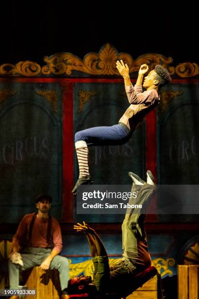 The Daring Desafios during a media preview of "Circus 1903" at Arts Centre Melbourne on January 04, 2024 in Melbourne, Australia.