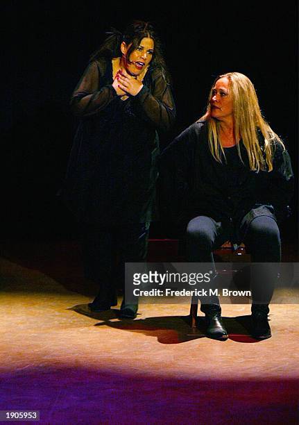 Actors Wendie Jo Sperber and Diane Delano perform during the Wesparkle Night Take II Variety Show at the El Portal Theatre on April 7, 2003 in...
