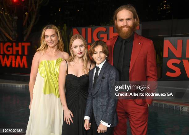 Kerry Condon, Amélie Hoeferle, Gavin Warren and Wyatt Russell attend the Los Angeles premiere of Universal Pictures' "Night Swim" at Hotel Figueroa...