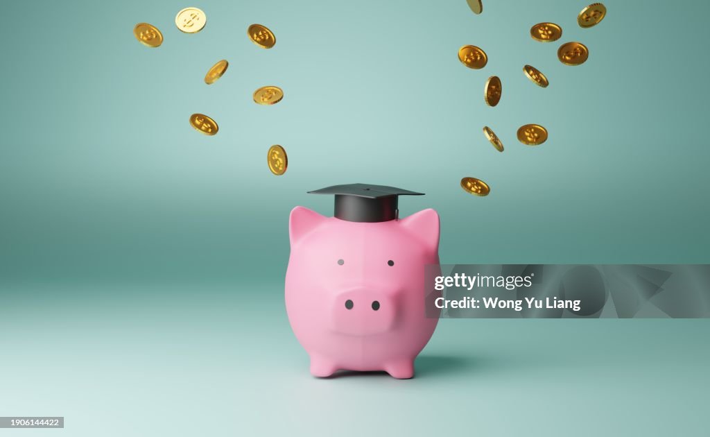 Student loan and piggy bank concept