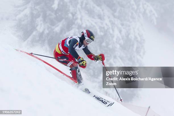 Armand Marchant of Team Belgium in action during the Audi FIS Alpine Ski World Cup Men's Slalom on January 7, 2024 in Adelboden, Switzerland.