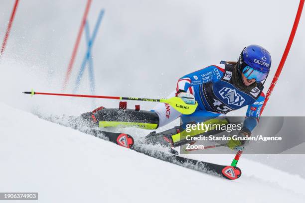 Doriane Escane of Team France in action during the Audi FIS Alpine Ski World Cup Women's Slalom on January 7, 2024 in Kranjska Gora, Slovenia.