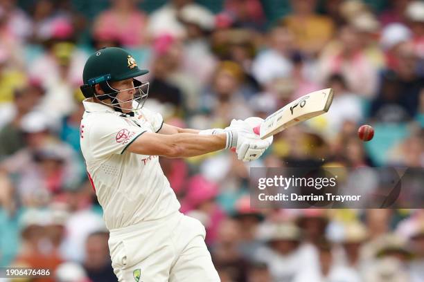 Marnus Labuschagne of Australia bats during day two of the Men's Third Test Match in the series between Australia and Pakistan at Sydney Cricket...