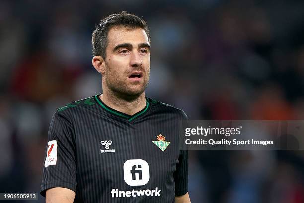 Sokratis Papastathopoulos of Real Betis Balompie looks on during the LaLiga EA Sports match between RC Celta de Vigo and Real Betis Balompie at...