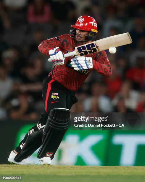 Quinton de Kock of the Renegades bats during the BBL match between Melbourne Renegades and Hobart Hurricanes at Marvel Stadium, on January 04 in...