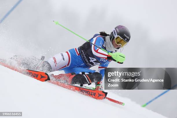 Marion Chevrier of Team France in action during the Audi FIS Alpine Ski World Cup Women's Slalom on January 7, 2024 in Kranjska Gora, Slovenia.