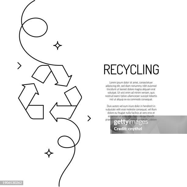 continuous line drawing of recycling icon. hand drawn symbol vector illustration. - creative-recycle-symbol-drawing stock illustrations