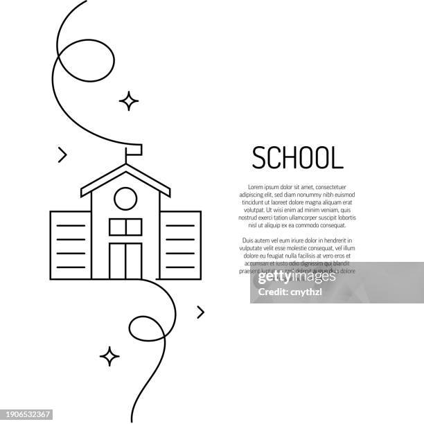 continuous line drawing of school icon. hand drawn symbol vector illustration. - continuous-learning-icon stock illustrations