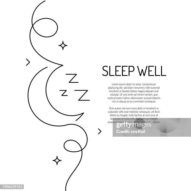 continuous line drawing of sleep well icon. hand drawn symbol vector illustration. - sleeping stock illustrations