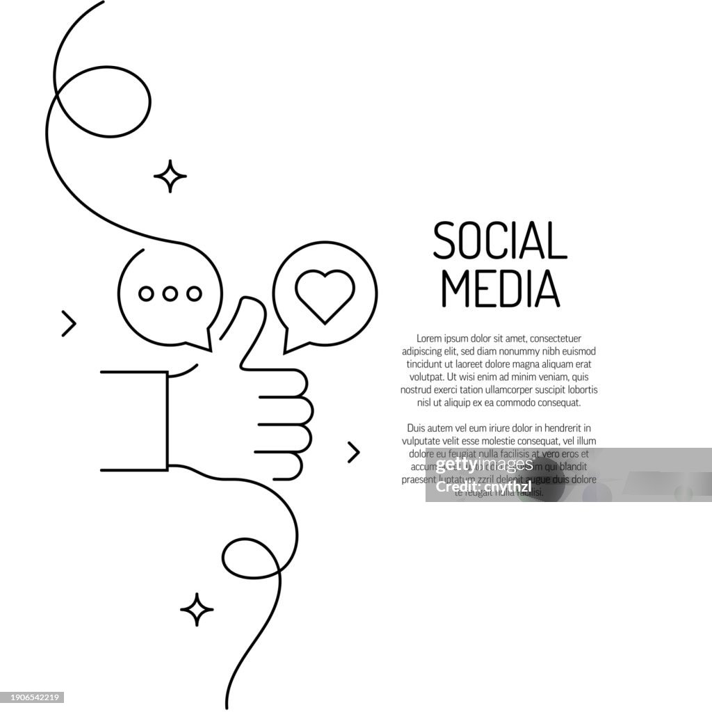 Continuous Line Drawing of Social Media Icon. Hand Drawn Symbol Vector Illustration.